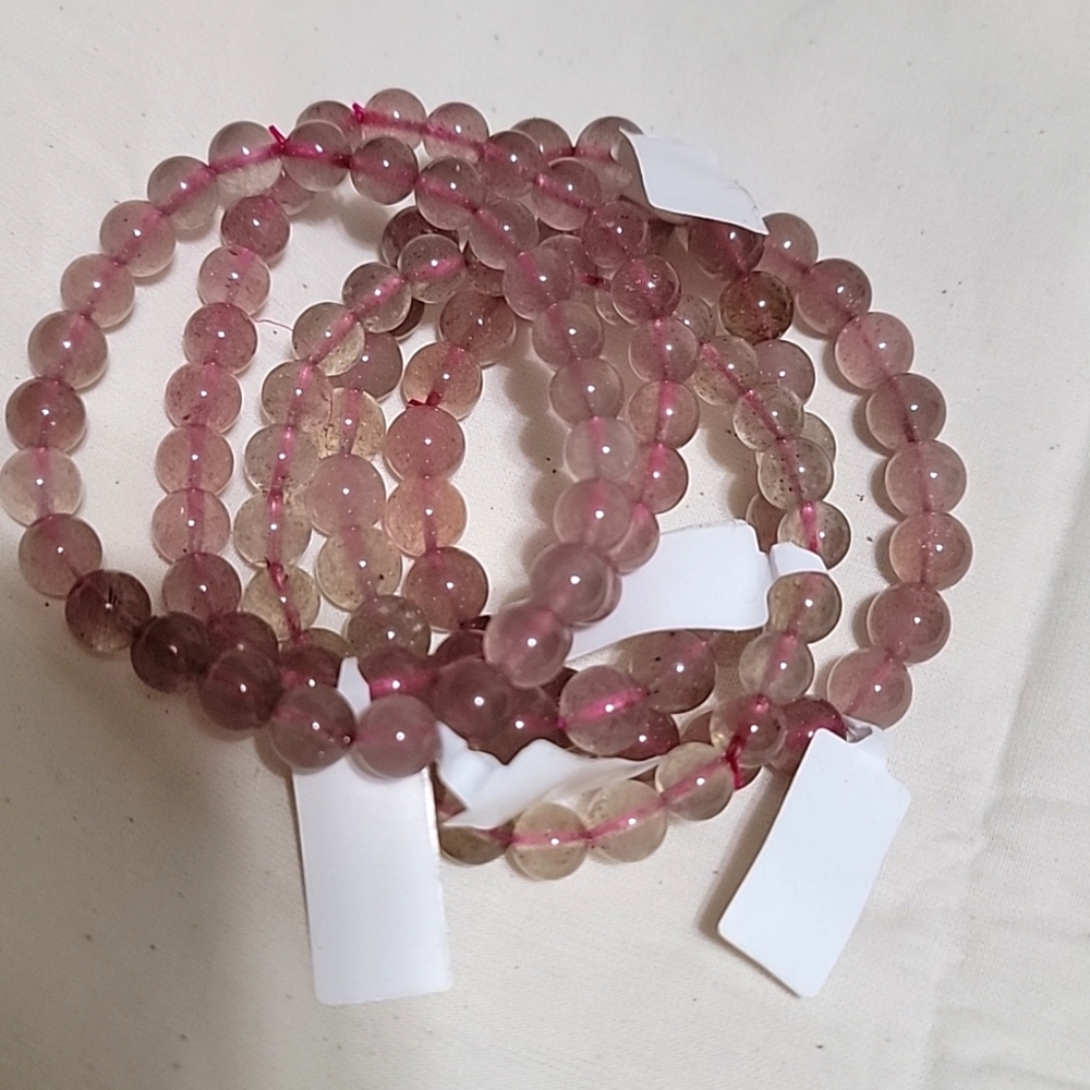 5 New Handmade Bracelet Stones Healing Warmth Stretch Minerals Beads
